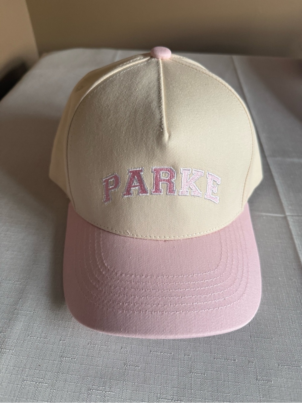 PARKE Two-Tone Baseball Cap in Cream and Light Pink- New!